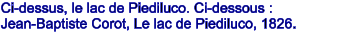 Ci-dessus, le lac de Piediluco. Ci-dessous : Jean-Baptiste Corot, Le lac de Piediluco, 1826.